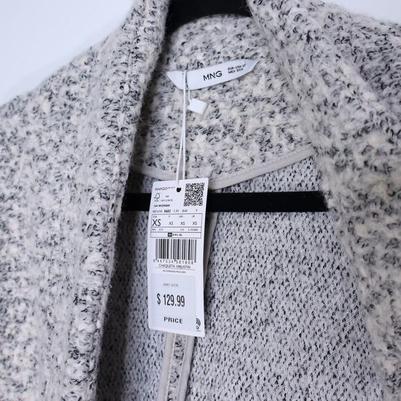 MANGO NWT Belted Wool Blend Justin Jacket Grey Long Sleeve Unlined Women's XS - Picture 6 of 11